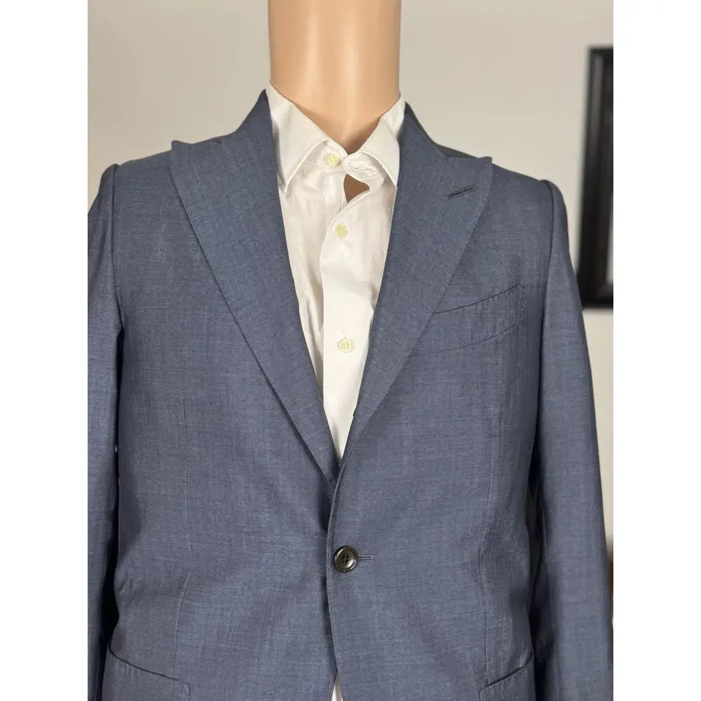 Tom Ford Wool Silk Sport Jacket Blue Peak Lapel 48 IT/ 38 US